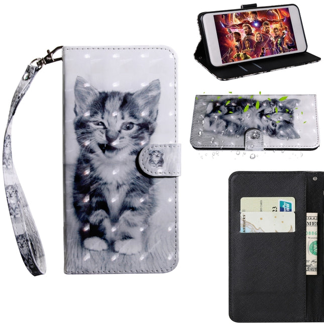 3D Painting Pattern Coloured Drawing Horizontal Flip TPU + PU Leather Case with Holder & Card Slots & Wallet For iPhone XS Max(Smile Cat)-garmade.com