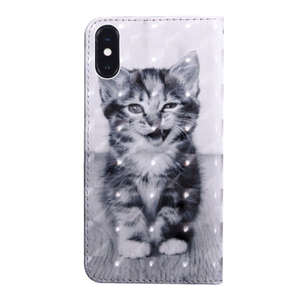 3D Painting Pattern Coloured Drawing Horizontal Flip TPU + PU Leather Case with Holder & Card Slots & Wallet For iPhone XS Max(Smile Cat)-garmade.com
