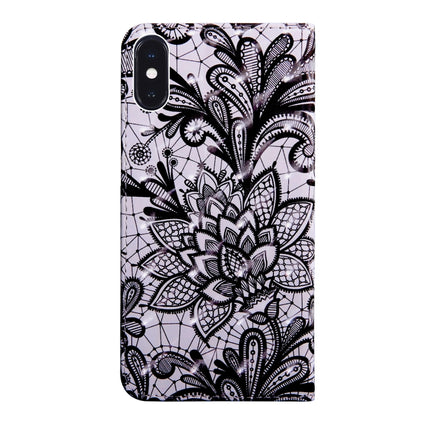 3D Painting Pattern Coloured Drawing Horizontal Flip TPU + PU Leather Case with Holder & Card Slots & Wallet For iPhone XS Max(Black Lace)-garmade.com