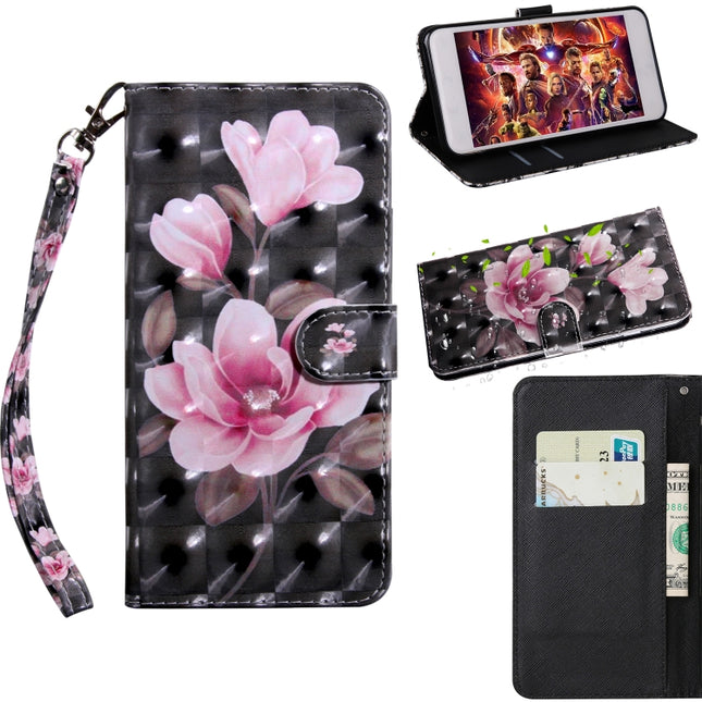 3D Painting Pattern Coloured Drawing Horizontal Flip TPU + PU Leather Case with Holder & Card Slots & Wallet For iPhone XS Max(Pink Flower)-garmade.com