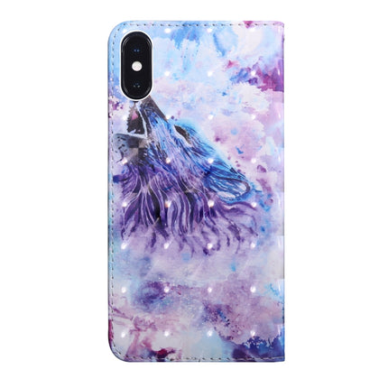 3D Painting Pattern Coloured Drawing Horizontal Flip TPU + PU Leather Case with Holder & Card Slots & Wallet For iPhone XS Max(Roaring Wolf)-garmade.com