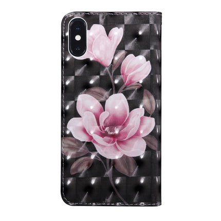 3D Painting Pattern Coloured Drawing Horizontal Flip TPU + PU Leather Case with Holder & Card Slots & Wallet For iPhone X / XS(Pink Flower)-garmade.com