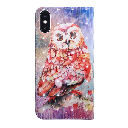 3D Painting Pattern Coloured Drawing Horizontal Flip TPU + PU Leather Case with Holder & Card Slots & Wallet For iPhone X / XS(Color Owl)-garmade.com