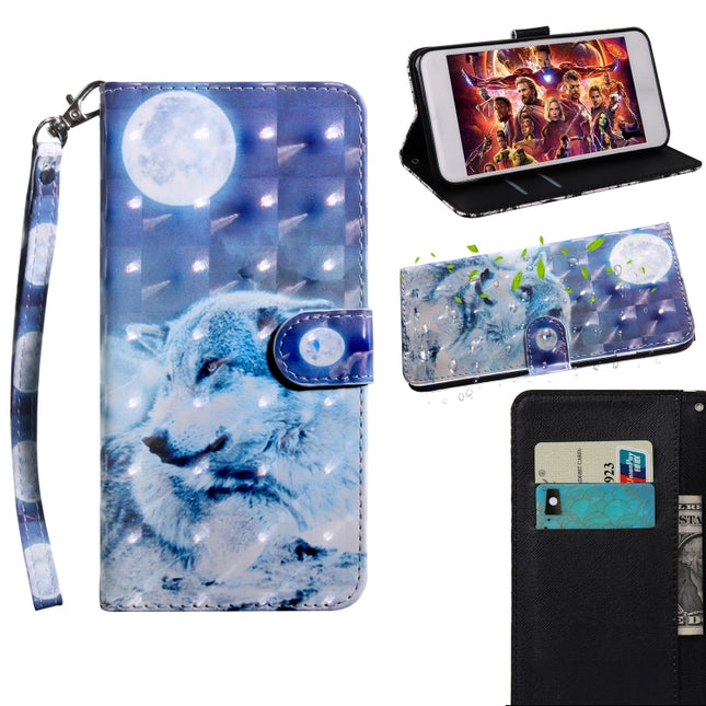 3D Painting Pattern Coloured Drawing Horizontal Flip TPU + PU Leather Case with Holder & Card Slots & Wallet For iPhone X / XS(Moon Wolf)-garmade.com