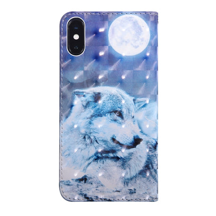 3D Painting Pattern Coloured Drawing Horizontal Flip TPU + PU Leather Case with Holder & Card Slots & Wallet For iPhone X / XS(Moon Wolf)-garmade.com