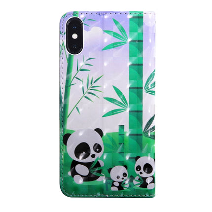 3D Painting Pattern Coloured Drawing Horizontal Flip TPU + PU Leather Case with Holder & Card Slots & Wallet For iPhone X / XS(Bamboo Panda)-garmade.com