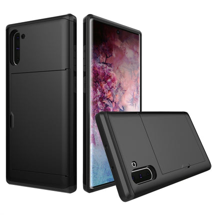 Shockproof Rugged Armor Protective Case with Card Slot for Galaxy Note 10(Black)-garmade.com