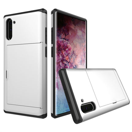 Shockproof Rugged Armor Protective Case with Card Slot for Galaxy Note 10(White)-garmade.com