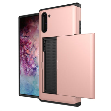 Shockproof Rugged Armor Protective Case with Card Slot for Galaxy Note 10(Pink)-garmade.com