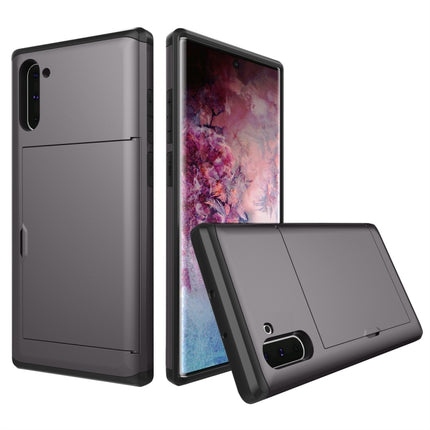 Shockproof Rugged Armor Protective Case with Card Slot for Galaxy Note 10(Grey)-garmade.com