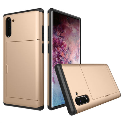 Shockproof Rugged Armor Protective Case with Card Slot for Galaxy Note 10(Gold)-garmade.com
