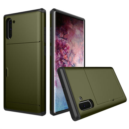 Shockproof Rugged Armor Protective Case with Card Slot for Galaxy Note 10(Army Green)-garmade.com