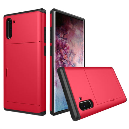Shockproof Rugged Armor Protective Case with Card Slot for Galaxy Note 10(Red)-garmade.com
