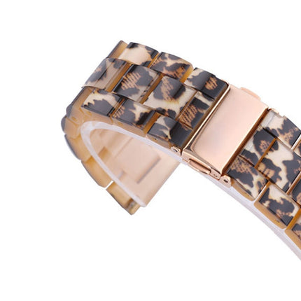 Leopard Pattern Gold Buckle Simple Fashion Resin Watch Strap for 20mm Connection Smart Watch-garmade.com