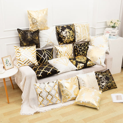 Gold Stamping Pillow Case Sofa Cushion Pillow Holder Home Decorations, No Pillow Core, Size: 45x45cm(GOLD001-19)-garmade.com