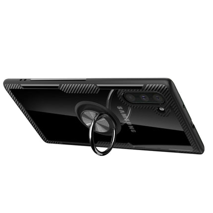 Transparent TPU Protective Case with 360 Degree Magnetic Rotation Holder For Galaxy Note 10(Black)-garmade.com