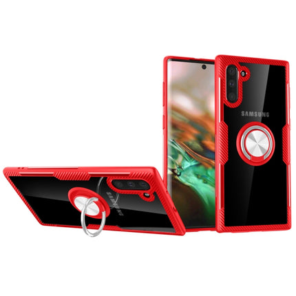 Transparent TPU Protective Case with 360 Degree Magnetic Rotation Holder For Galaxy Note 10(Red)-garmade.com