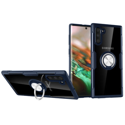 Transparent TPU Protective Case with 360 Degree Magnetic Rotation Holder For Galaxy Note 10(Navy Blue)-garmade.com