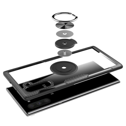 Transparent TPU Protective Case with 360 Degree Magnetic Rotation Holder For Galaxy Note 10(Navy Blue)-garmade.com