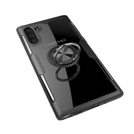 Transparent TPU Protective Case with 360 Degree Magnetic Rotation Holder For Galaxy Note 10(Silver+Black)-garmade.com