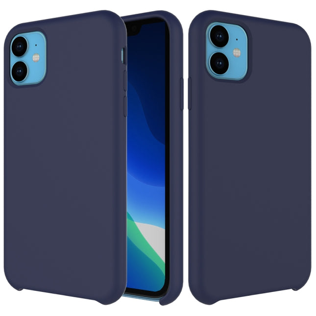 Solid Color Liquid Silicone Shockproof Case For iPhone 11(Dark Blue)-garmade.com
