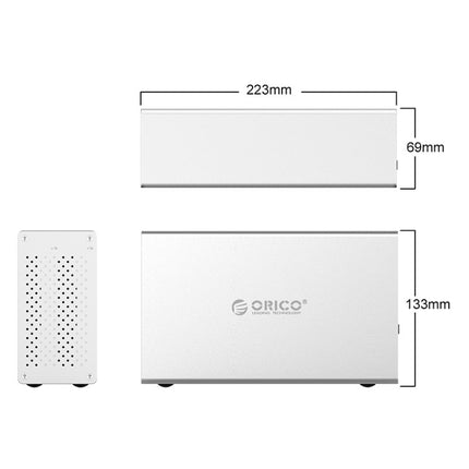 ORICO Honeycomb Series WS200RC3 SATA 3.5 inch USB 3.1 USB-C / Type-C Dual Bays Aluminum Alloy HDD / SSD Enclosure with Raid, The Maximum Support Capacity: 20TB-garmade.com
