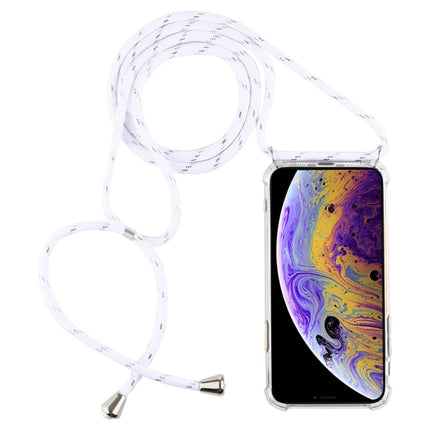 Four-Corner Anti-Fall Trasparent TPU Mobile Phone Case With Lanyard for iPhone X / XS(White)-garmade.com