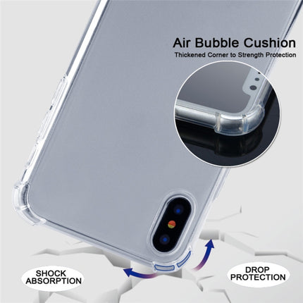 Four-Corner Anti-Fall Transparent TPU Mobile Phone Case With Lanyard for iPhone X / XS(Green White Blue)-garmade.com