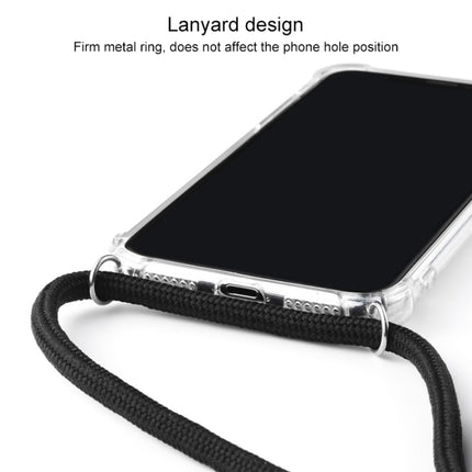 Four-Corner Anti-Fall Transparent TPU Mobile Phone Case With Lanyard for iPhone X / XS(Red Apricot Black)-garmade.com