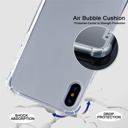 Four-Corner Anti-Fall Transparent TPU Mobile Phone Case With Lanyard for iPhone X / XS(Black Gold)-garmade.com