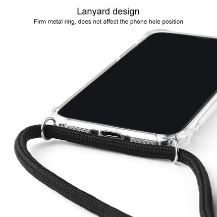Four-Corner Anti-Fall Transparent TPU Mobile Phone Case With Lanyard for iPhone XR(Black)-garmade.com