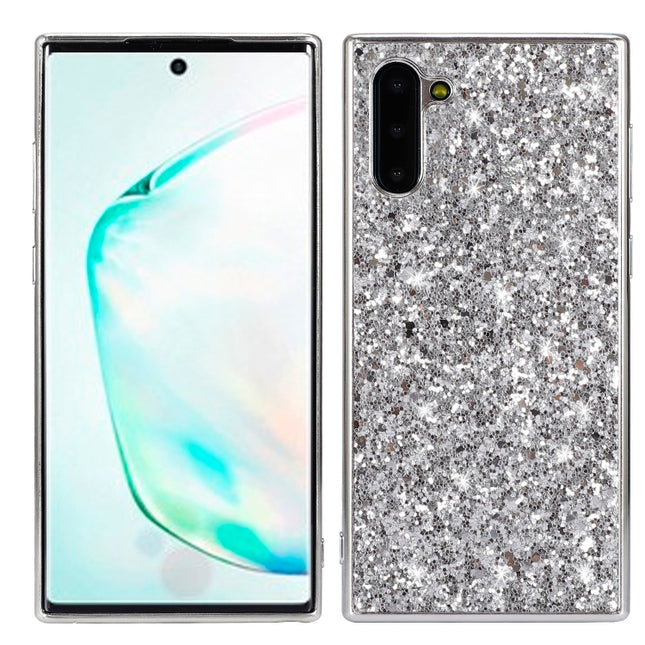 Plating Glittery Powder Shockproof TPU Case For Galaxy Note 10(Silver)-garmade.com