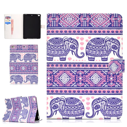 Colored Pattern Drawing Horizontal Flip PU Leather Case with Three-folding Holder & Sleep / Wake-up Function for iPad 5 / 6 / 8(Totem elephant)-garmade.com