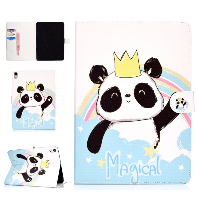Colored Pattern Drawing Horizontal Flip PU Leather Case with Three-folding Holder & Sleep / Wake-up Function for iPad Pro 11(Crown of panda)-garmade.com