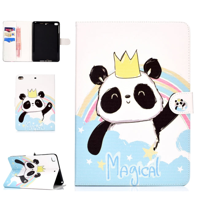 Colored Pattern Drawing Horizontal Flip PU Leather Case with Three-folding Holder & Sleep / Wake-up Function for Mini 1 / 2 / 3 / 4(Crown of panda)-garmade.com