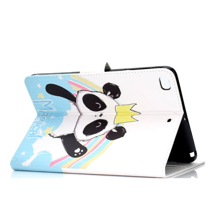 Colored Pattern Drawing Horizontal Flip PU Leather Case with Three-folding Holder & Sleep / Wake-up Function for Mini 1 / 2 / 3 / 4(Crown of panda)-garmade.com