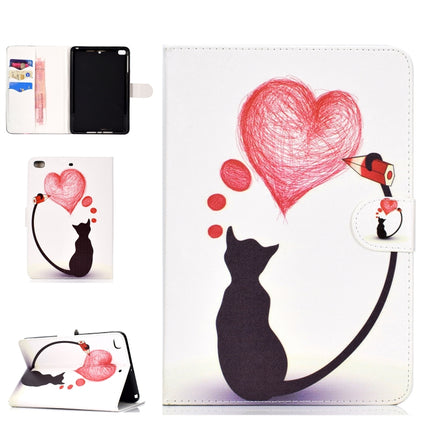 Colored Pattern Drawing Horizontal Flip PU Leather Case with Three-folding Holder & Sleep / Wake-up Function for Mini 1 / 2 / 3 / 4(Love cats)-garmade.com