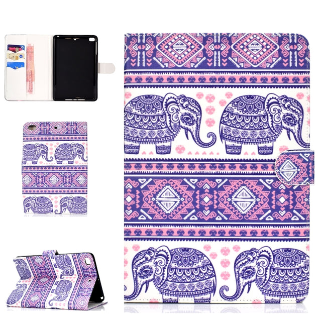 Colored Pattern Drawing Horizontal Flip PU Leather Case with Three-folding Holder & Sleep / Wake-up Function for Mini 1 / 2 / 3 / 4(Totem elephant)-garmade.com