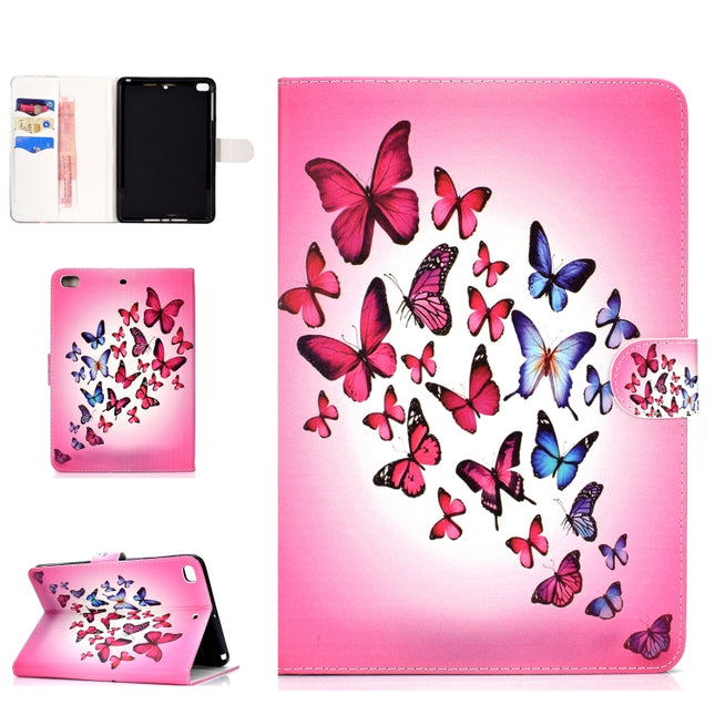 Colored Pattern Drawing Horizontal Flip PU Leather Case with Three-folding Holder & Sleep / Wake-up Function for Mini 1 / 2 / 3 / 4(Colorful butterfly)-garmade.com