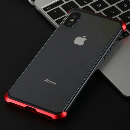 Ultra-Thin Angular Frame Magnetic Absorption Double-Sided Tempered Glass Shell for iPhone XS(Red)-garmade.com