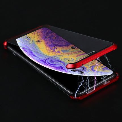 Ultra-Thin Angular Frame Magnetic Absorption Double-Sided Tempered Glass Shell for iPhone XS(Red)-garmade.com