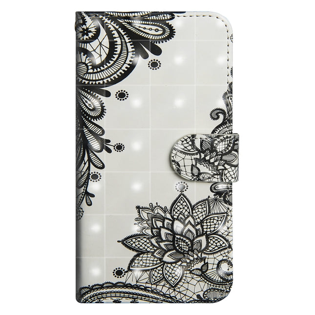 3D Painting Pattern Horizontal Flip TPU + PU Leather Case with Holder & Card Slots & Wallet For iPhone 6 Plus / 6s Plus(Black Flower)-garmade.com