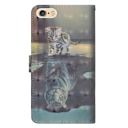 3D Painting Pattern Horizontal Flip TPU + PU Leather Case with Holder & Card Slots & Wallet For iPhone 6 Plus / 6s Plus(Cat Tiger)-garmade.com