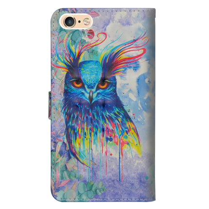 3D Painting Pattern Horizontal Flip TPU + PU Leather Case with Holder & Card Slots & Wallet For iPhone 6 Plus / 6s Plus(Watercolor Owl)-garmade.com