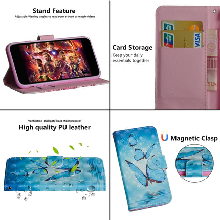 3D Painting Pattern Horizontal Flip TPU + PU Leather Case with Holder & Card Slots & Wallet For iPhone 6 Plus / 6s Plus(Three Butterfly)-garmade.com