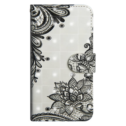 3D Painting Pattern Horizontal Flip TPU + PU Leather Case with Holder & Card Slots & Wallet For iPhone 6 / 6s(Black Flower)-garmade.com