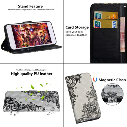 3D Painting Pattern Horizontal Flip TPU + PU Leather Case with Holder & Card Slots & Wallet For iPhone 6 / 6s(Black Flower)-garmade.com