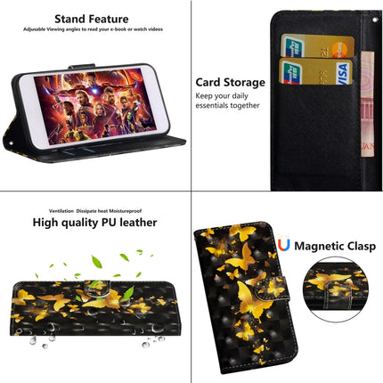 3D Painting Pattern Horizontal Flip TPU + PU Leather Case with Holder & Card Slots & Wallet For iPhone XS / X(Golden Butterfly)-garmade.com