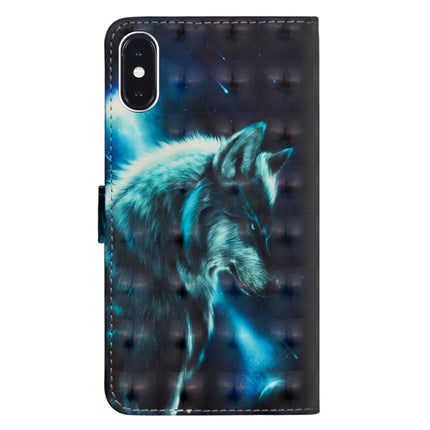3D Painting Pattern Horizontal Flip TPU + PU Leather Case with Holder & Card Slots & Wallet For iPhone XS / X(Wolf)-garmade.com