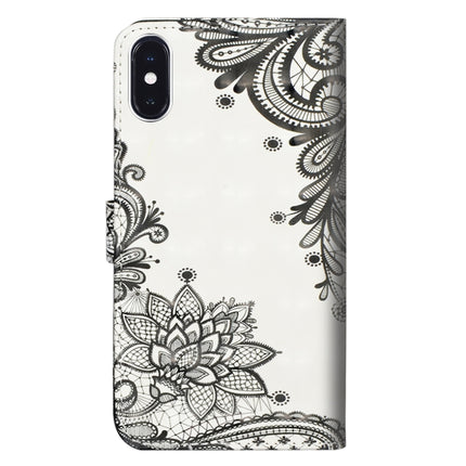 3D Painting Pattern Horizontal Flip TPU + PU Leather Case with Holder & Card Slots & Wallet For iPhone XS / X(Black Flower)-garmade.com